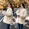 冬季羽绒棉衣女韩版菱格立领小个子外套，短款宽松显瘦加厚棉袄纯色