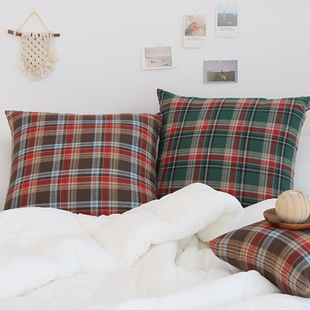 床上抱枕沙发客厅方形超大号，靠枕65红色，格子腰枕套可拆洗床头靠背