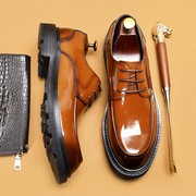 高端品质2024中年男士正装，英伦德比漆皮，亮面商务皮鞋