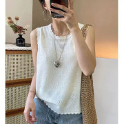 春夏立体海浪花纹显瘦无袖针织马甲吊带背心内搭镂空打底衫背心