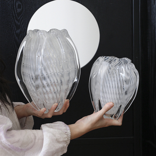 ladylike 设计师款玻璃花瓶高级感水培器皿 假花鲜花插花摆件客厅