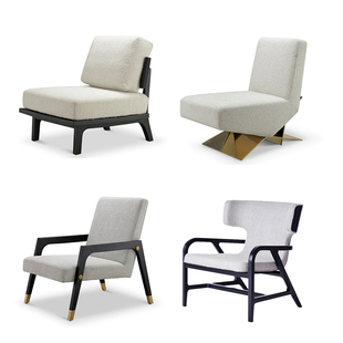 现代简约轻奢实木单人沙发椅，中式时尚创意，白蜡扶手会客接待洽谈椅