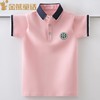 儿童2022短袖t恤夏男童粉色polo衫中大童纯棉半袖11岁小学生