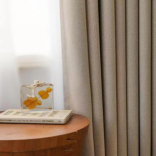 雪尼尔提花窗帘客厅卧室，成品定制加厚遮光挡风咖啡色柔软手感舒适