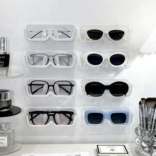 眼镜收纳壁挂式免打孔收纳盒透明简约太阳镜墨镜展示架浴室收纳架