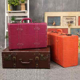 复古手提箱带锁旅行箱，大号老式行李箱皮箱储物箱，欧式收纳箱木箱子
