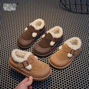 童鞋雪地靴女童棉鞋2023冬季儿童勃肯鞋加绒保暖毛毛鞋男童鞋