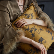 野作竹系列抱枕新中式绸缎棉麻沙发靠枕客厅卧室现代简约个性侘寂