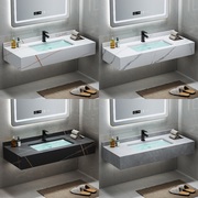 定制岩板一体台盆浴室柜，组合洗脸池壁挂式洗手台大理石洗漱台
