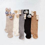 24婴童韩版卡通小熊宝宝棉袜，儿童手工纯棉松口新生婴儿中筒袜