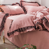 品牌公主风水洗棉m床上四件套套床单，被套三件女生粉色花边床品