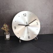 北欧不锈钢客厅挂钟家用装饰钟表圆点4数字金属挂墙钟静音公司钟