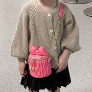 韩版女童洋气时尚水桶斜跨包绣线女孩公主出游小包精致迷你手拎包