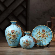 定制美式复古陶瓷摆件花瓶欧式客厅玄关酒柜现代创意家居装饰品三