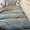 马卡龙浅蓝色四件套文艺素色床单床笠被罩简约男女学生宿舍三件套