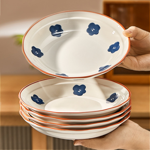 陶瓷盘子菜盘家用2023餐具好看的餐盘高级感8寸菜碟子深圆盘