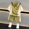 男童夏季polo衬衫拼色套装，23款宝宝夏季短袖，衣服男孩儿童酷帅童装