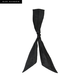 GLEE RAINBOW经典黑色日本麻料简约短丝巾 可绑头巾 男女通用