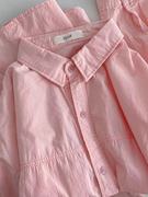 超好看粉色纯棉长袖衬衫，女2024年春夏装，宽松别致韩版宽松上衣