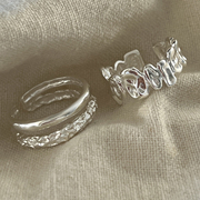 S925纯银戒指女款个性时尚纹理双层线条设计小众简约异形食指指环