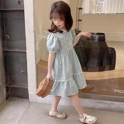女童连衣裙夏季2023洋气时髦女孩夏装短袖裙子儿童纯棉娃娃裙