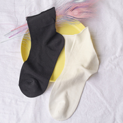 3双装桑蚕丝袜子女夏薄款中帮夏季黑白色中筒袜松口卷边短筒袜