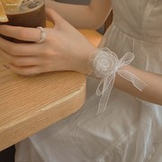 森系白色蕾丝小花飘带，婚礼绑发头饰，法式发带小清新丝带超仙