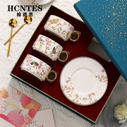 小奢华陶瓷咖啡杯杯碟，套装韩式田园风杯子，水杯家用客厅礼盒食品级