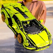 中国积木兰博基尼跑车模型，汽车赛车拼装玩具，8-12岁男孩子生日礼物