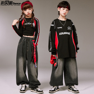 女童爵士舞小学生运动会服装嘻哈舞蹈练功hiphop儿童街舞潮服套装