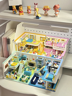 中国积木复式公寓街景喵星人别墅，小屋女孩子系列益智拼装儿童玩具