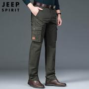 jeep吉普工装休闲裤男士春季潮流，宽松直筒长，裤子商务纯棉男裤