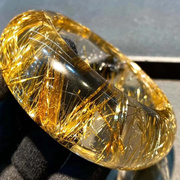 魅晶天然巴西原矿水晶晶体通透白体黄钛晶宽版手镯轮胎镯