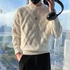 菱格毛衣男白色慵懒高级感秋冬季加厚长袖针织衫圆领打底线衣