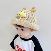 宝宝帽子夏季薄款遮阳帽，儿童草帽防晒帽，婴儿凉帽男童女童渔夫帽潮
