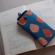 安生自制印花棉布竖款手机包苹果手机保护套复古日式简单手机布袋