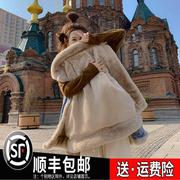 韩版加绒加厚牛仔外套，女冬季2024年设计感皮毛一体，羊羔毛棉服(毛棉服)