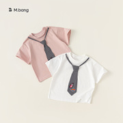 韩版童装儿童t恤男童时髦领带短袖夏季宝宝体恤衫xy42034