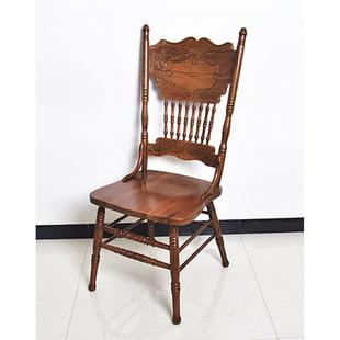 复古实木椅子雕花美式法式中古摄影温莎椅地中海书桌网红靠背餐椅