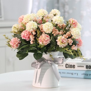 馥郁仿真花玫瑰花艺套装花卉，盆栽含花瓶，假花装饰绢花客厅餐桌摆件