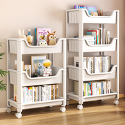 书架落地书包置物架，家用简易多层儿童玩具，阅读移动收纳小推车书柜