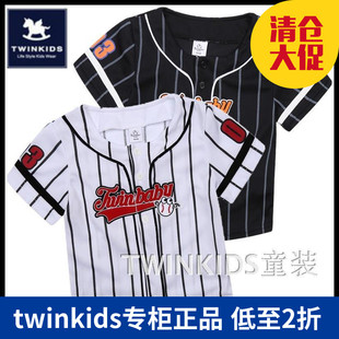 韩国TWINKIDS小木马童装夏款男童棒球服韩版圆领短袖T恤