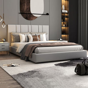 奈高皮艺床软包床现代简约皮床公寓软床卧室双人床1米5款dk916