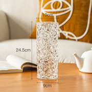花玻璃透明水晶级感鲜花水养玫瑰百合专用摆件客厅插花餐桌小