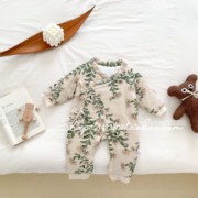 新生婴儿儿连体衣秋冬季夹棉服，纯棉衣服套装宝宝棉衣幼儿冬装外出