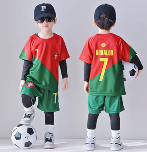 世界杯球衣C罗7号葡萄牙球衣春秋款儿童速干足球训练服亲子装定制