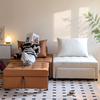 日式沙发床奶油风小户型客厅泡芙布艺沙发折叠多功能休闲单人沙发