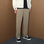 科技面料针织棉男宽松直筒休闲裤子男士韩版纯色垂感白色长裤