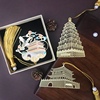 西安旅游纪念品创意黄铜镂空金属书签精致钟楼兵马俑大雁塔