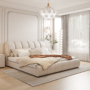奶油风皮床1.g8米双人实木床现代简约主卧1.5m储物小户型科技布床